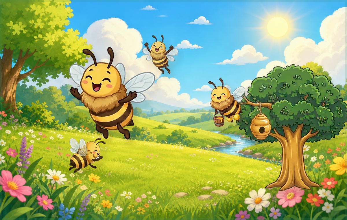 Soft illustrated honeybee and hive preview