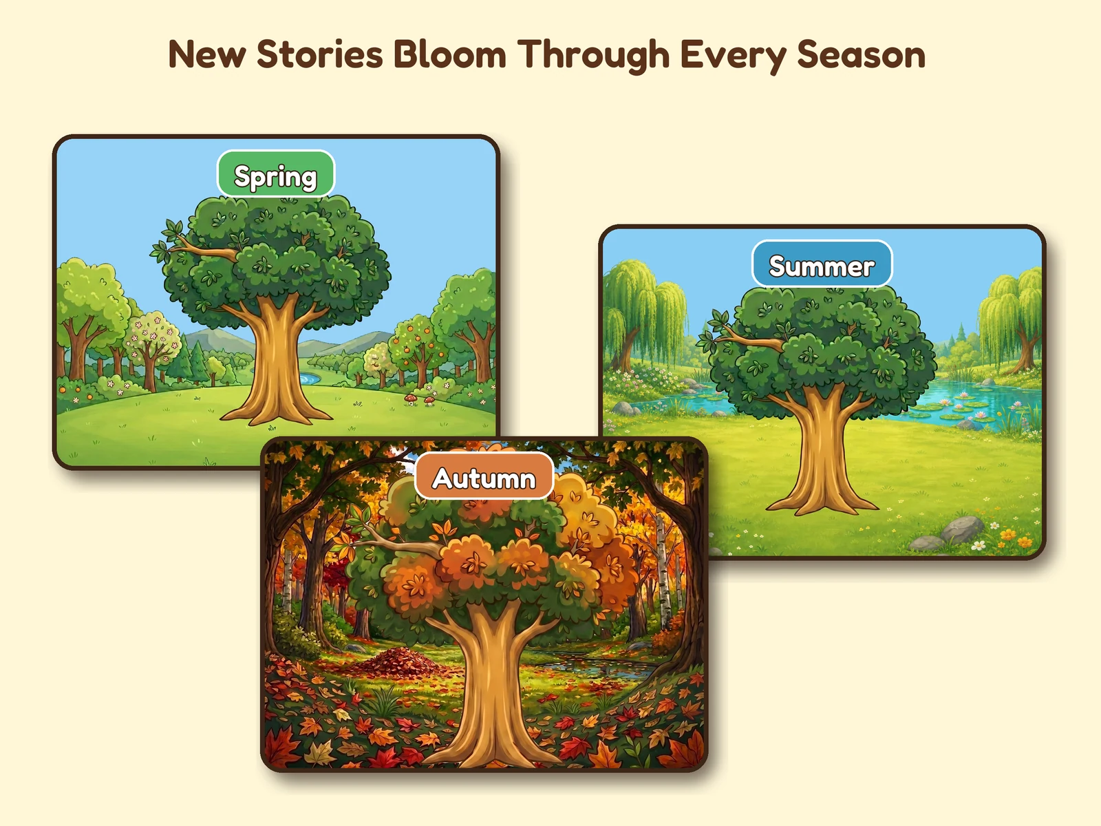 Honeybee Town seasonal stories across spring, summer, autumn, and winter